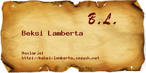 Beksi Lamberta névjegykártya